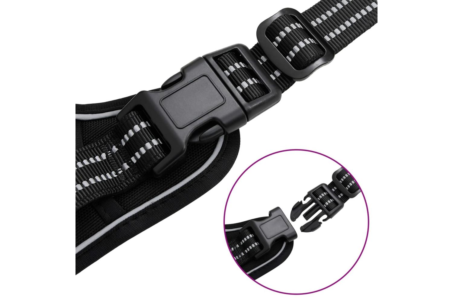 Dog Harness With Lead Collar Adjustable Black L-10