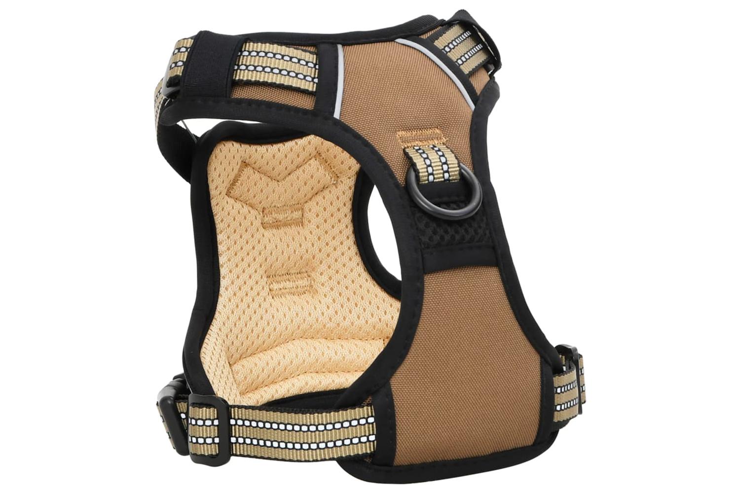 Dog Harness With Lead Collar Adjustable Brown L-8