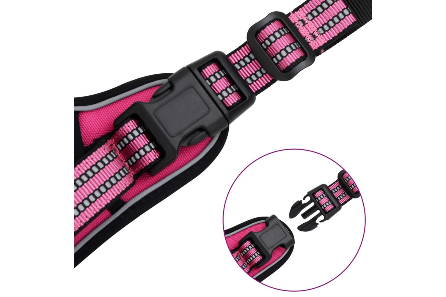 Dog Harness With Lead Collar Adjustable Pink Xl-10
