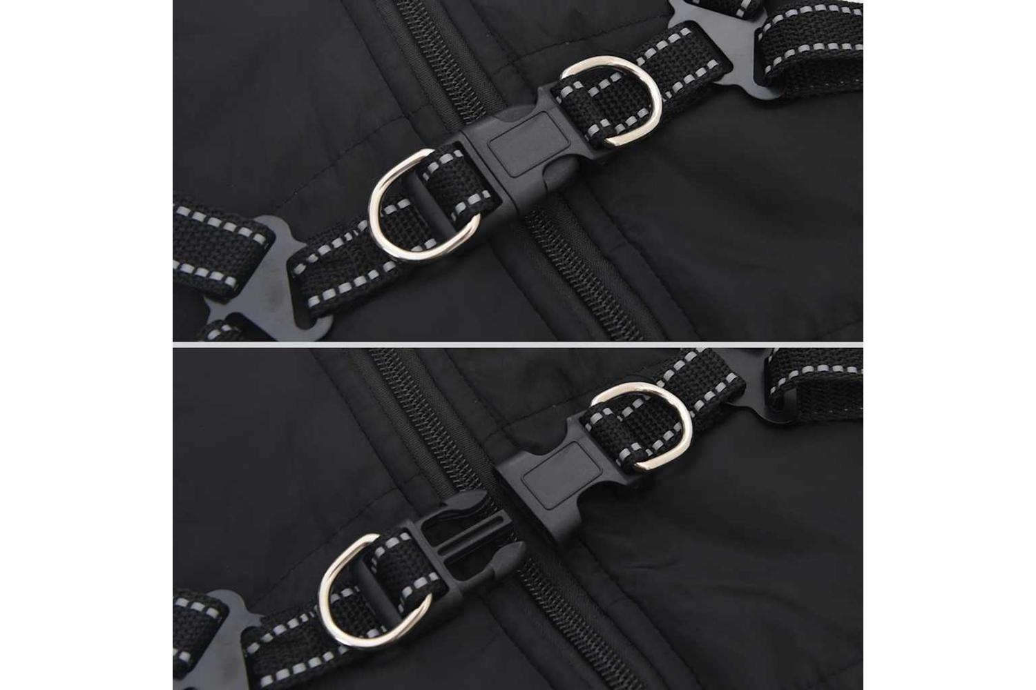 Dog Coat With Harness Waterproof Reflective Black L-8