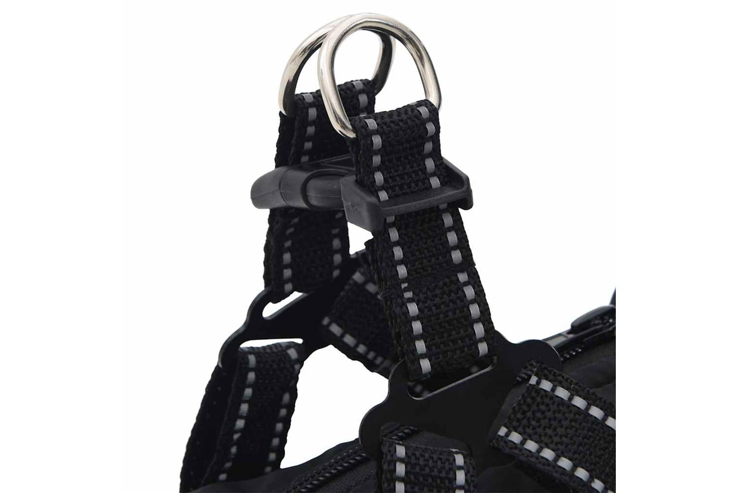 Dog Coat With Harness Waterproof Reflective Black L-9