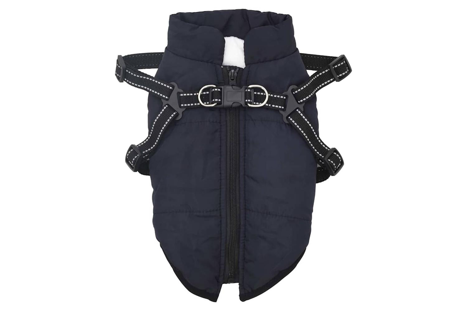 Dog Coat With Harness Waterproof Reflective Navy Blue M-2
