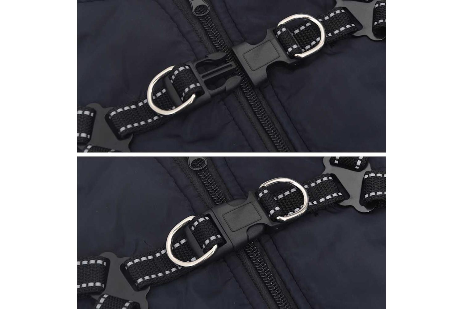 Dog Coat With Harness Waterproof Reflective Navy Blue M-8
