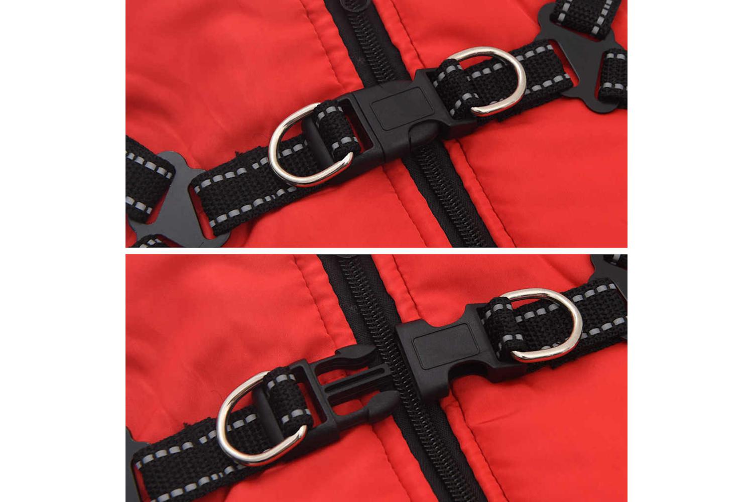 Dog Coat With Harness Waterproof Reflective Red L-9