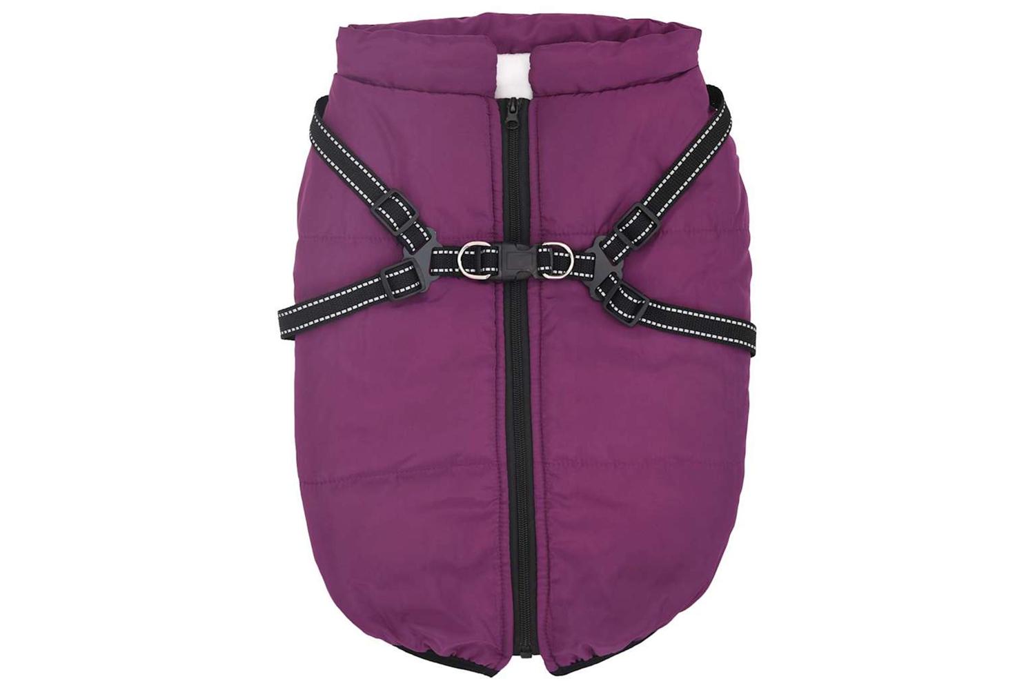 Dog Coat With Harness Waterproof Reflective Purple 5xl-2