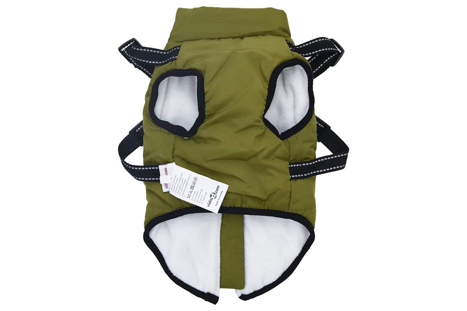 Dog Coat With Harness Waterproof Reflective Army Green M-5