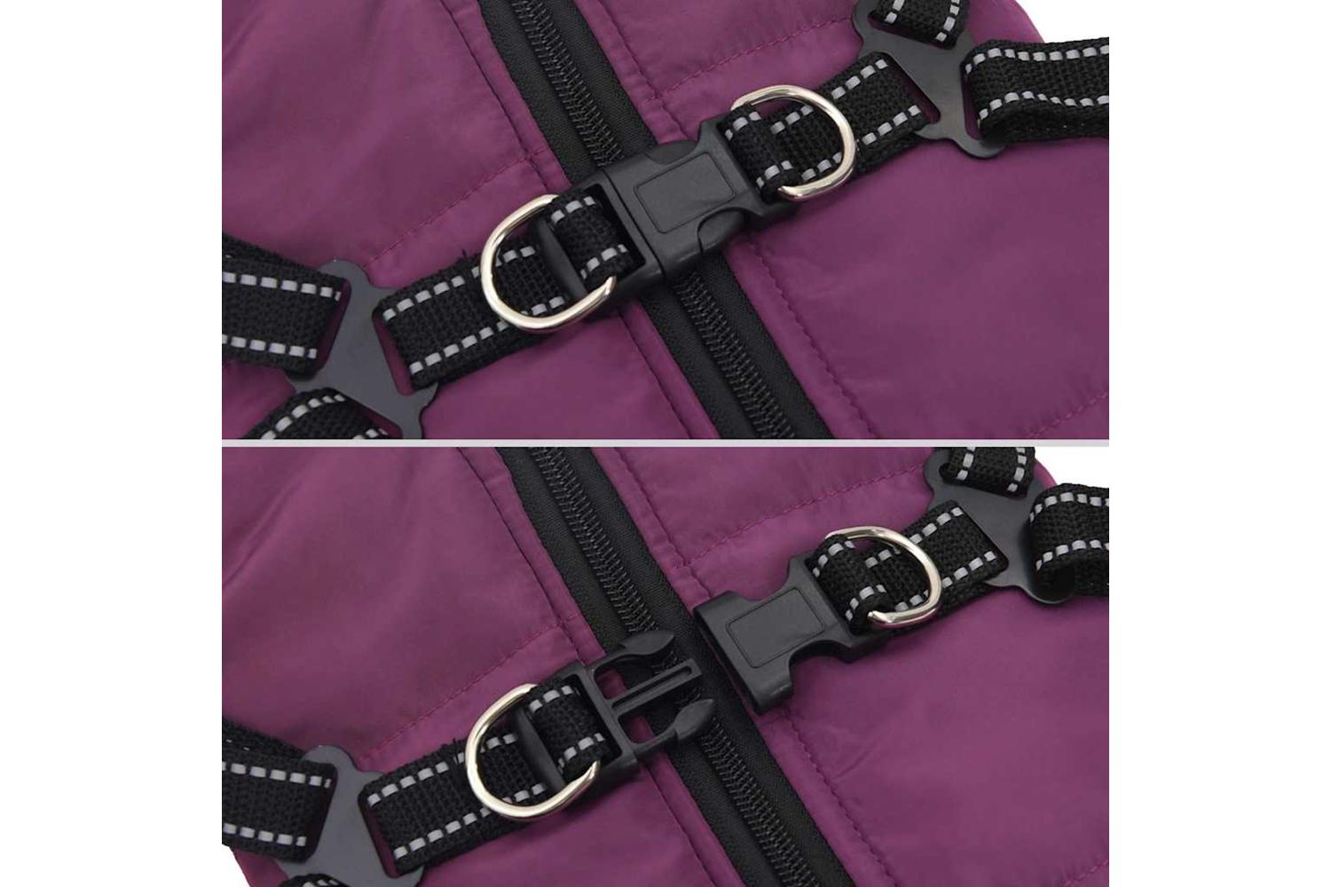 Dog Coat With Harness Waterproof Reflective Purple M-8
