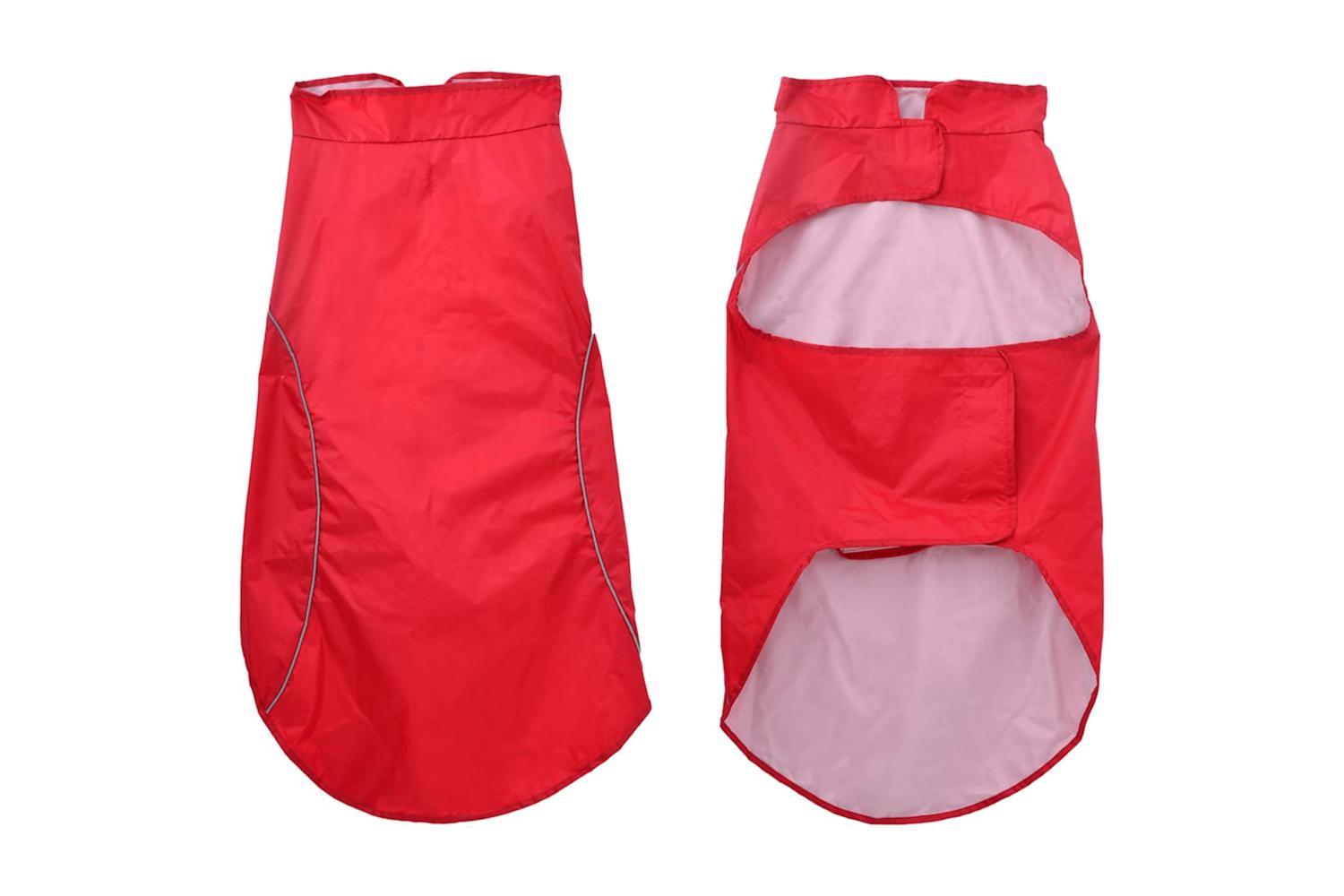 Dog Raincoat With Reflective Strips Polyester Red 4xl-3
