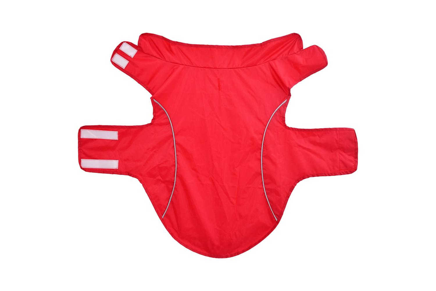 Dog Raincoat With Reflective Strips Polyester Red 2xl-4
