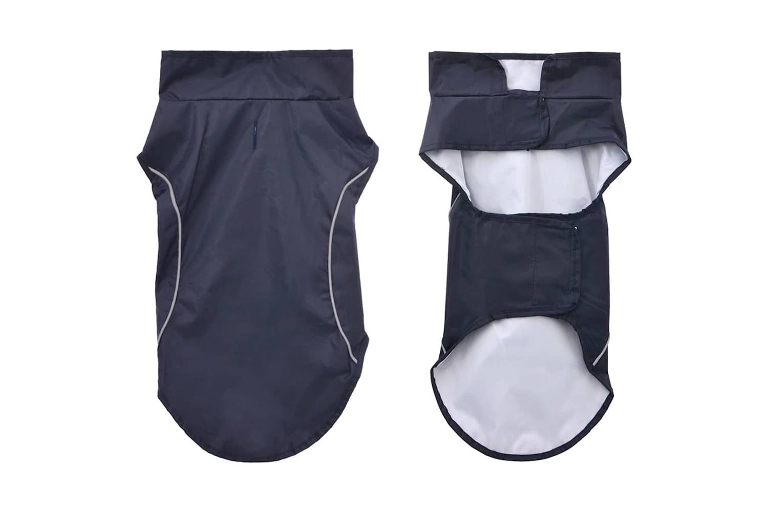 Dog Raincoat With Reflective Strips Polyester Navy Blue M-3