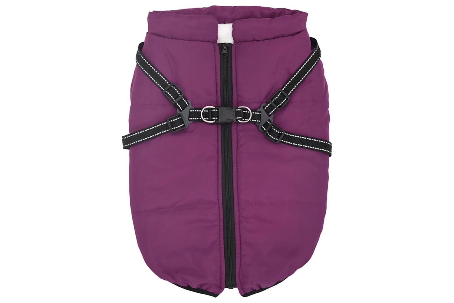 Dog Coat With Harness Waterproof Reflective Purple 3xl-2