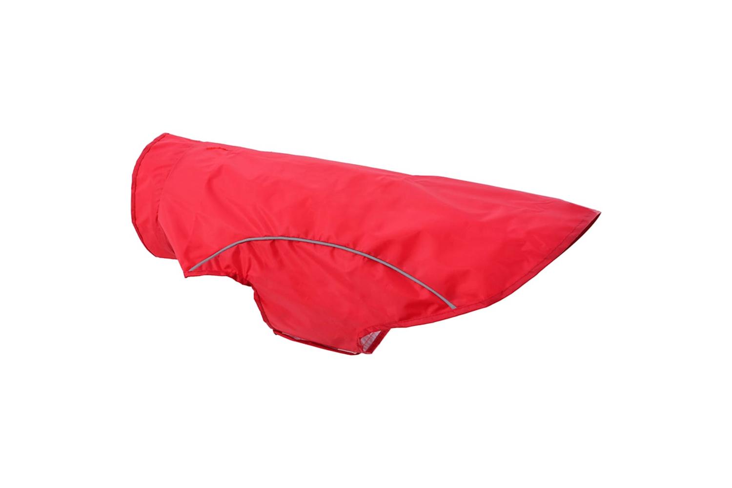 Dog Raincoat With Reflective Strips Polyester Red L-8