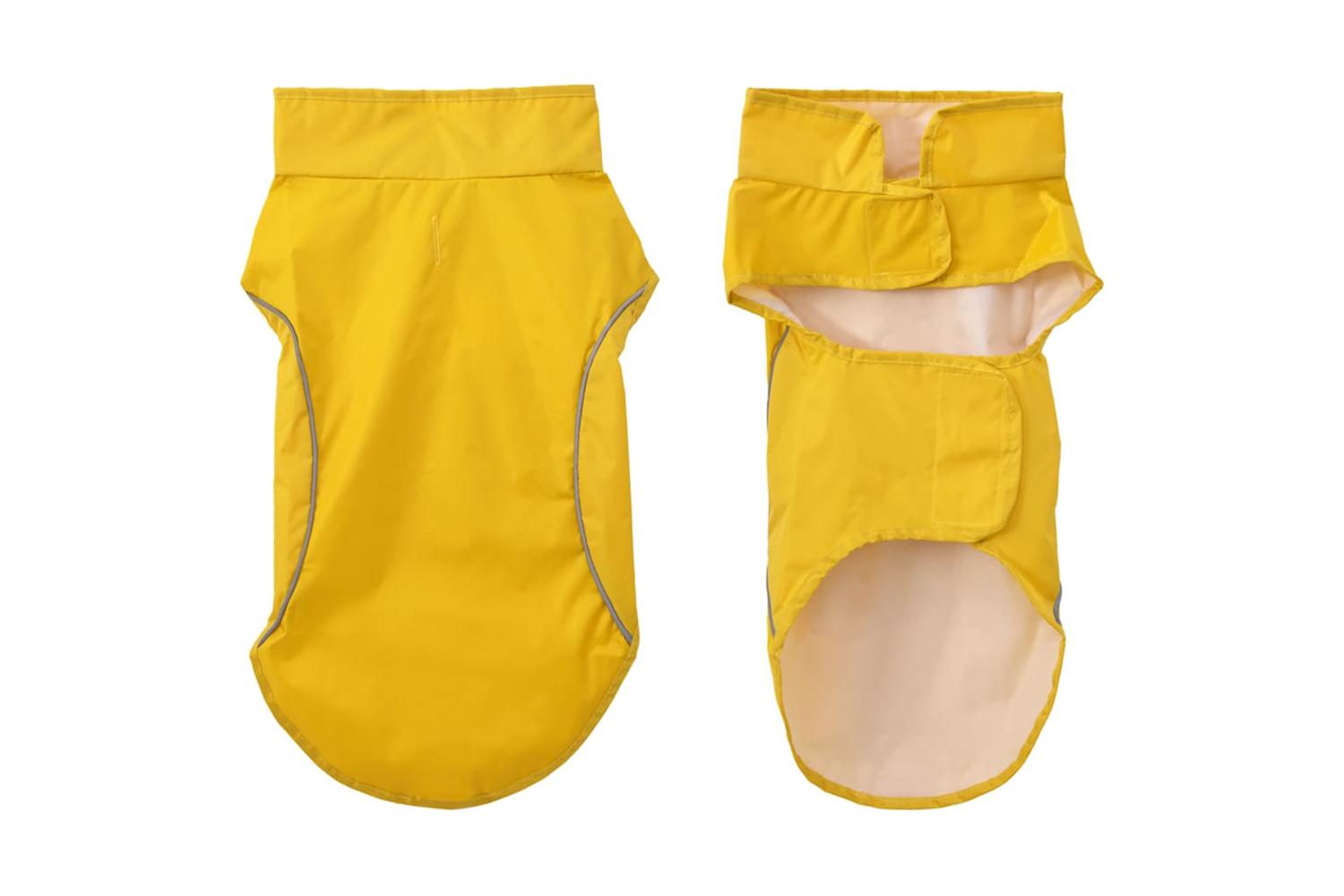 Dog Raincoat With Reflective Strips Polyester Yellow S-3