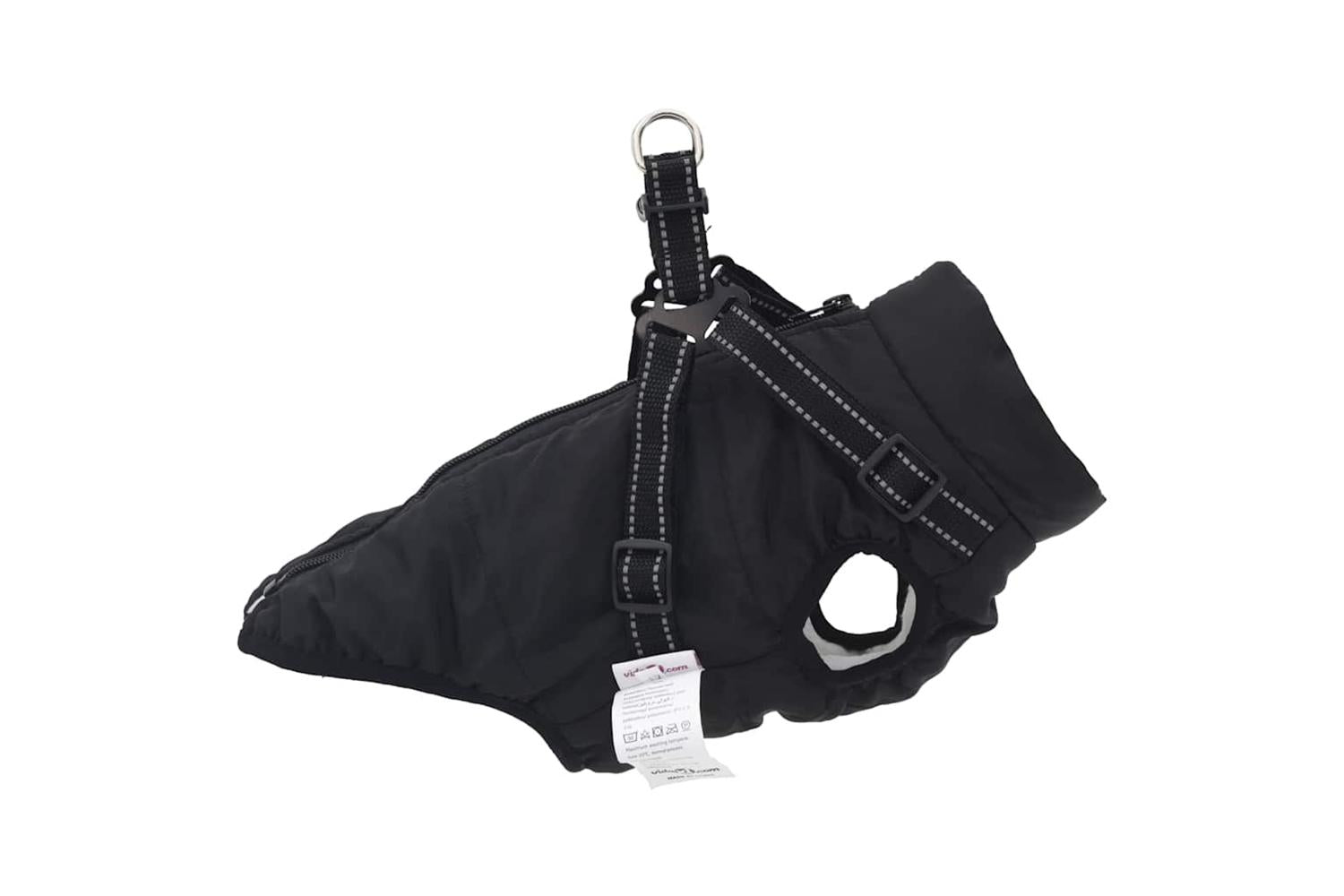 Dog Coat With Harness Waterproof Reflective Black M-4