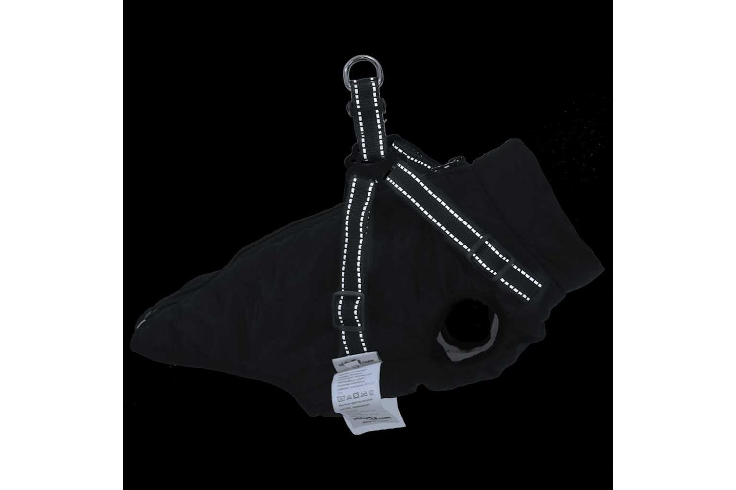 Dog Coat With Harness Waterproof Reflective Black M-6