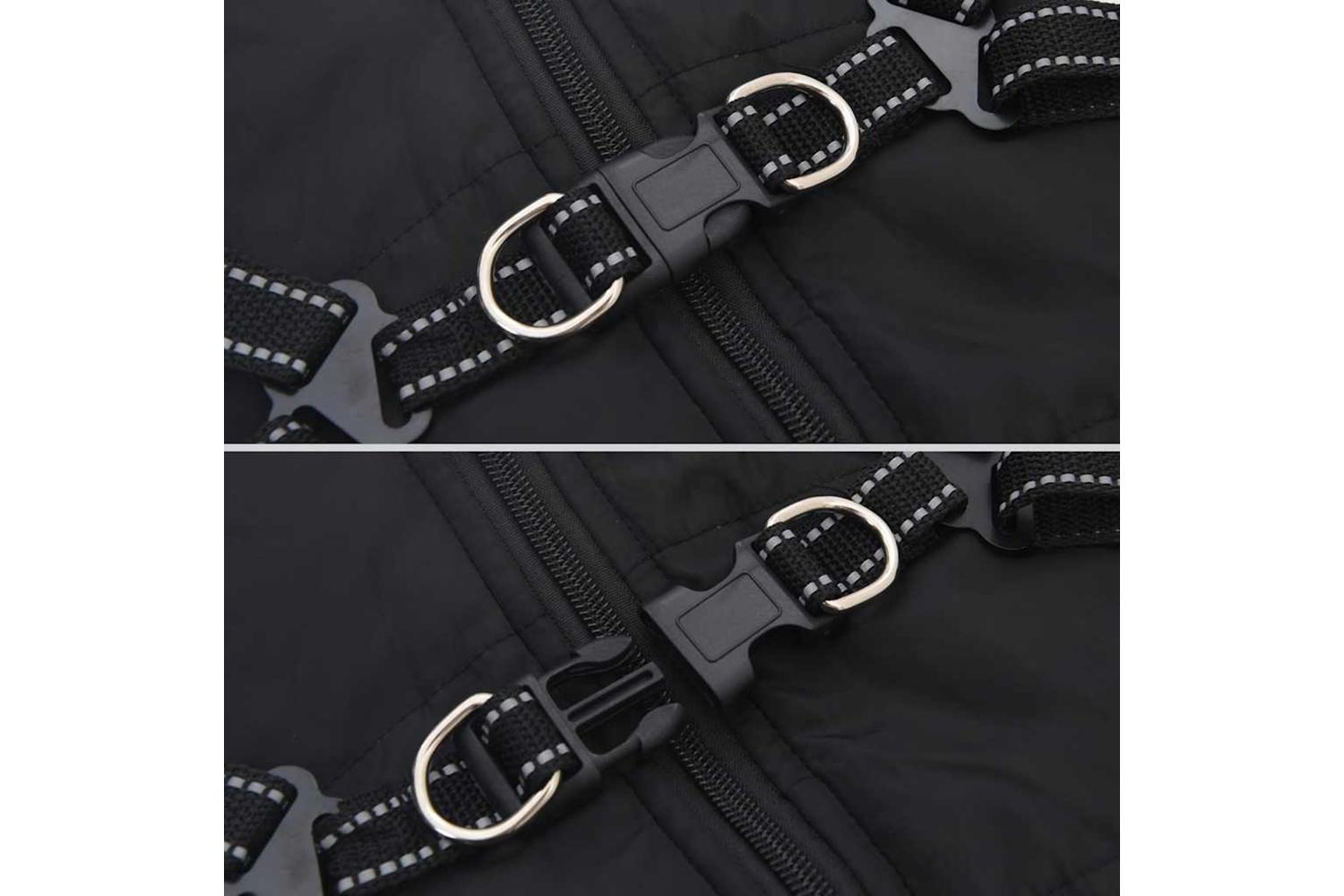 Dog Coat With Harness Waterproof Reflective Black M-8