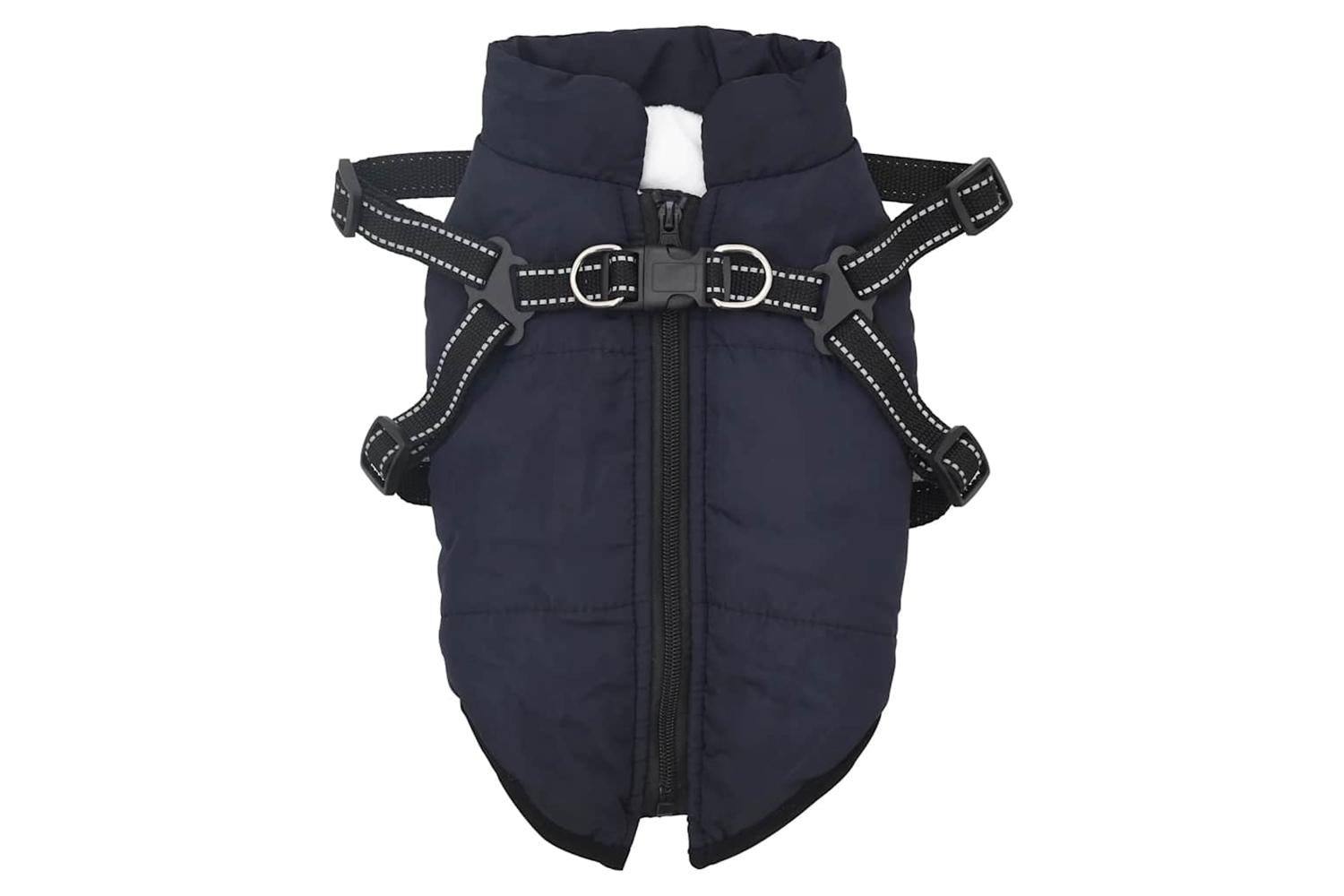 Dog Coat With Harness Waterproof Reflective Navy Blue L-2