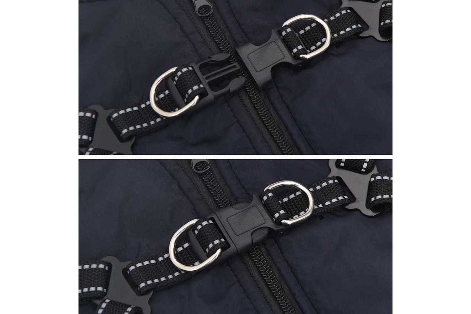 Dog Coat With Harness Waterproof Reflective Navy Blue 2xl-8