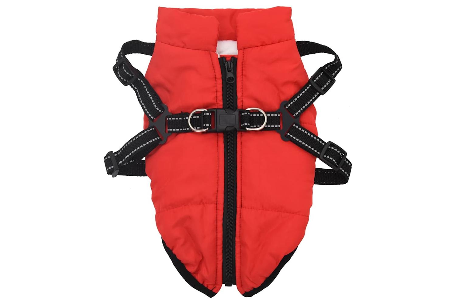 Dog Coat With Harness Waterproof Reflective Red M-2