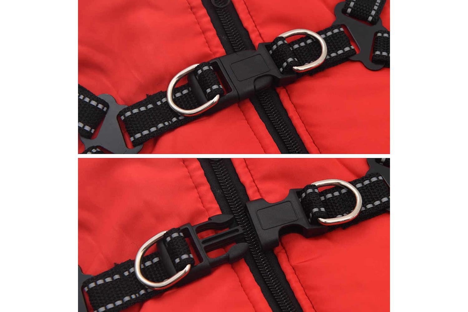 Dog Coat With Harness Waterproof Reflective Red M-9