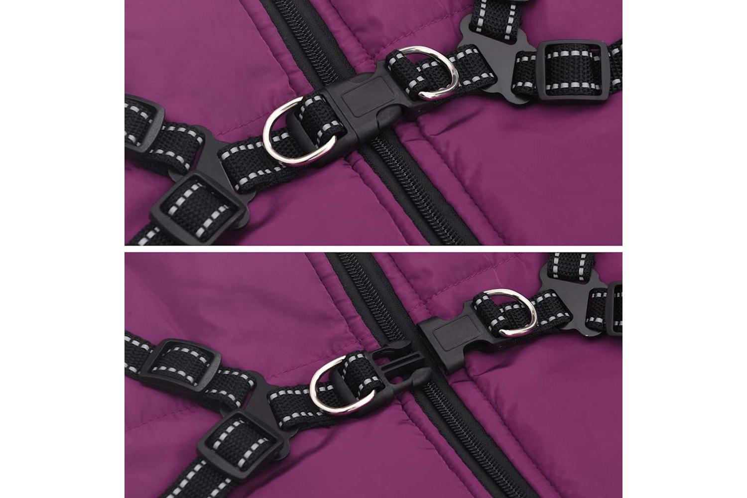 Dog Coat With Harness Waterproof Reflective Purple 6xl-8