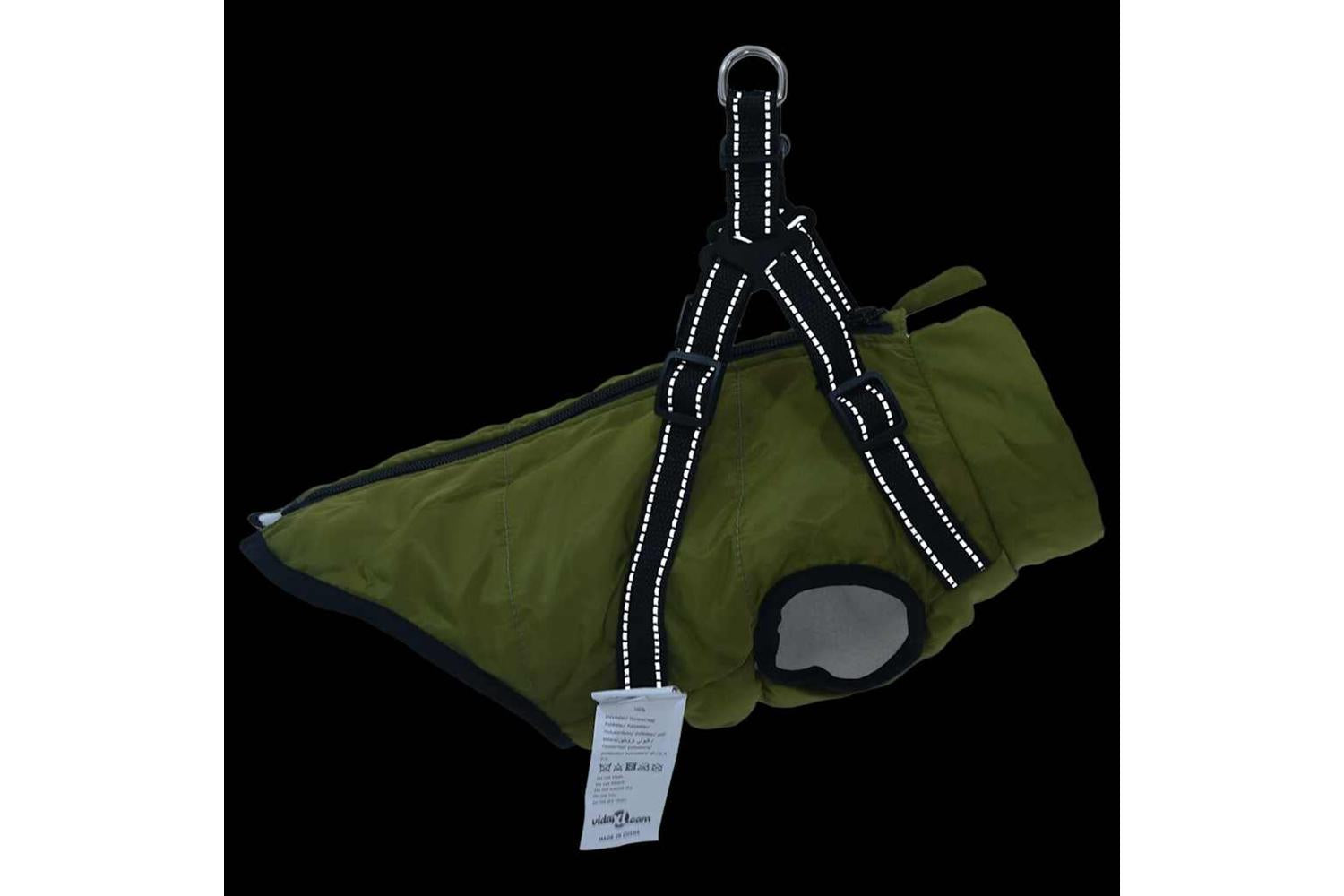 Dog Coat With Harness Waterproof Reflective Army Green S-6