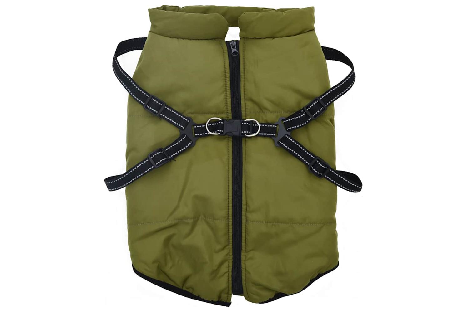 Dog Coat With Harness Waterproof Reflective Army Green 5xl-2