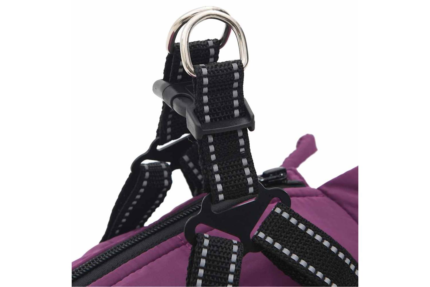 Dog Coat With Harness Waterproof Reflective Purple L-9
