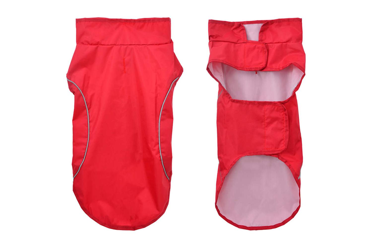 Dog Raincoat With Reflective Strips Polyester Red Xs-3