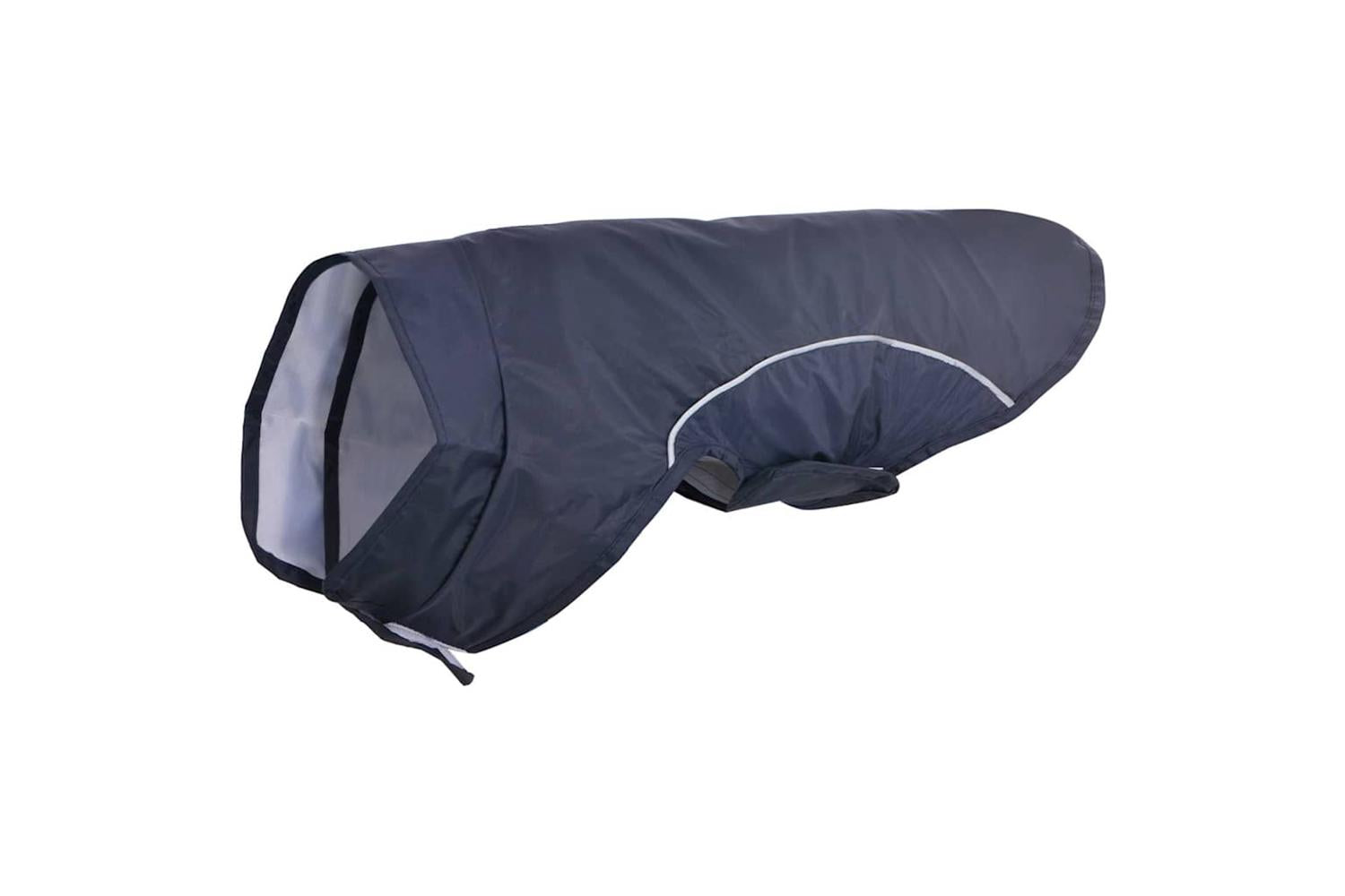 Dog Raincoat With Reflective Strips Polyester Navy Blue S-2