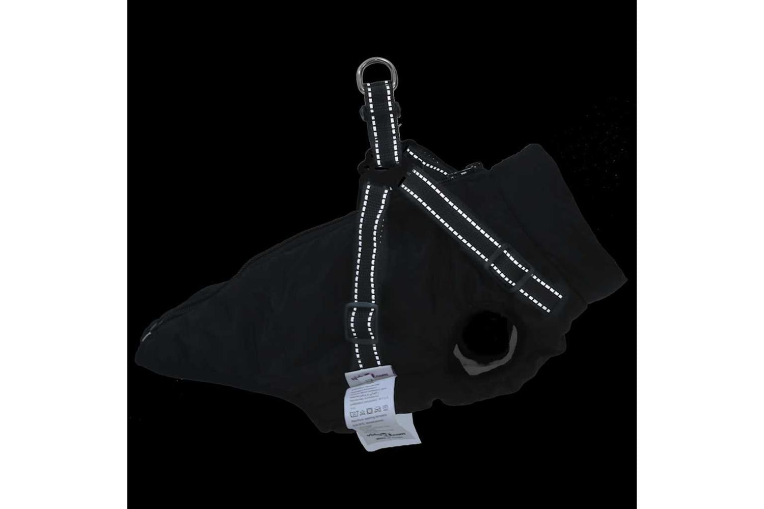 Dog Coat With Harness Waterproof Reflective Black S-6