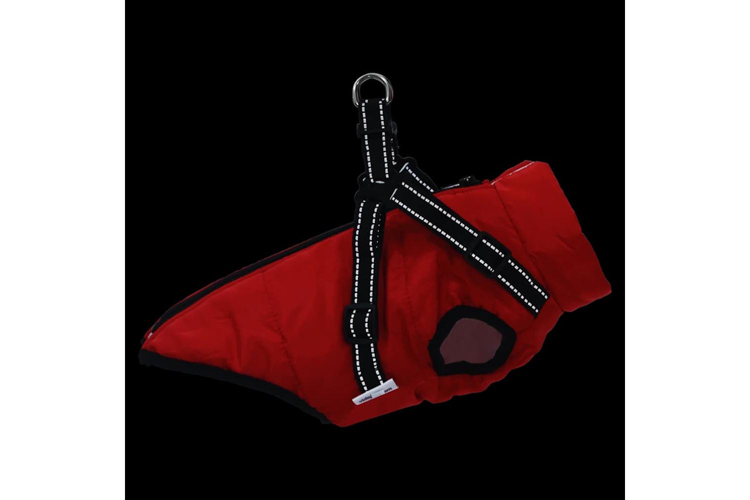 Dog Coat With Harness Waterproof Reflective Red S-6