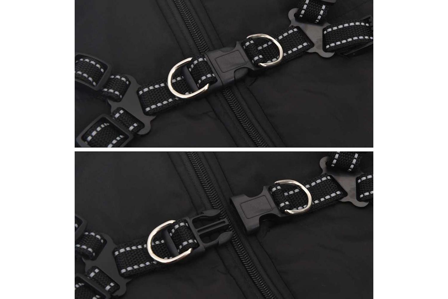Dog Coat With Harness Waterproof Reflective Black 6xl-8