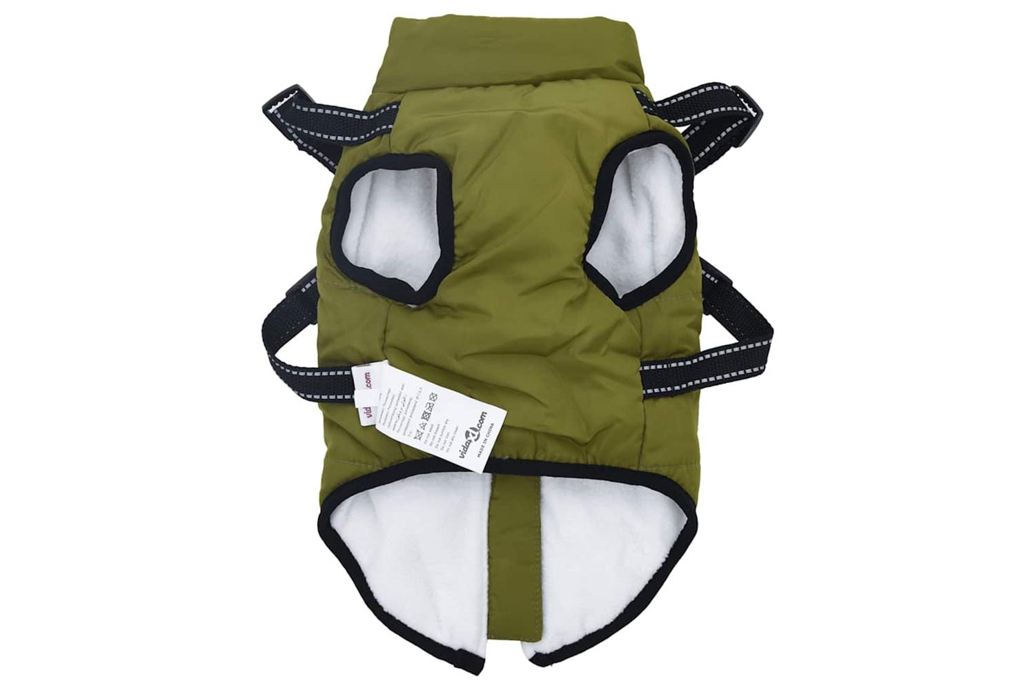 Dog Coat With Harness Waterproof Reflective Army Green L-5