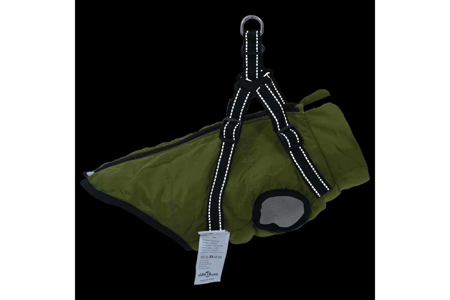 Dog Coat With Harness Waterproof Reflective Army Green L-6