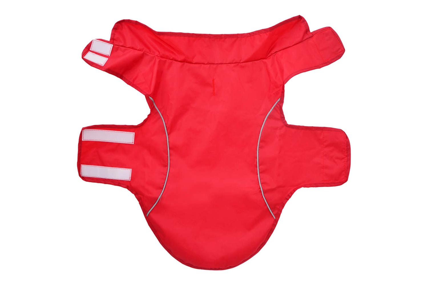 Dog Raincoat With Reflective Strips Polyester Red M-4