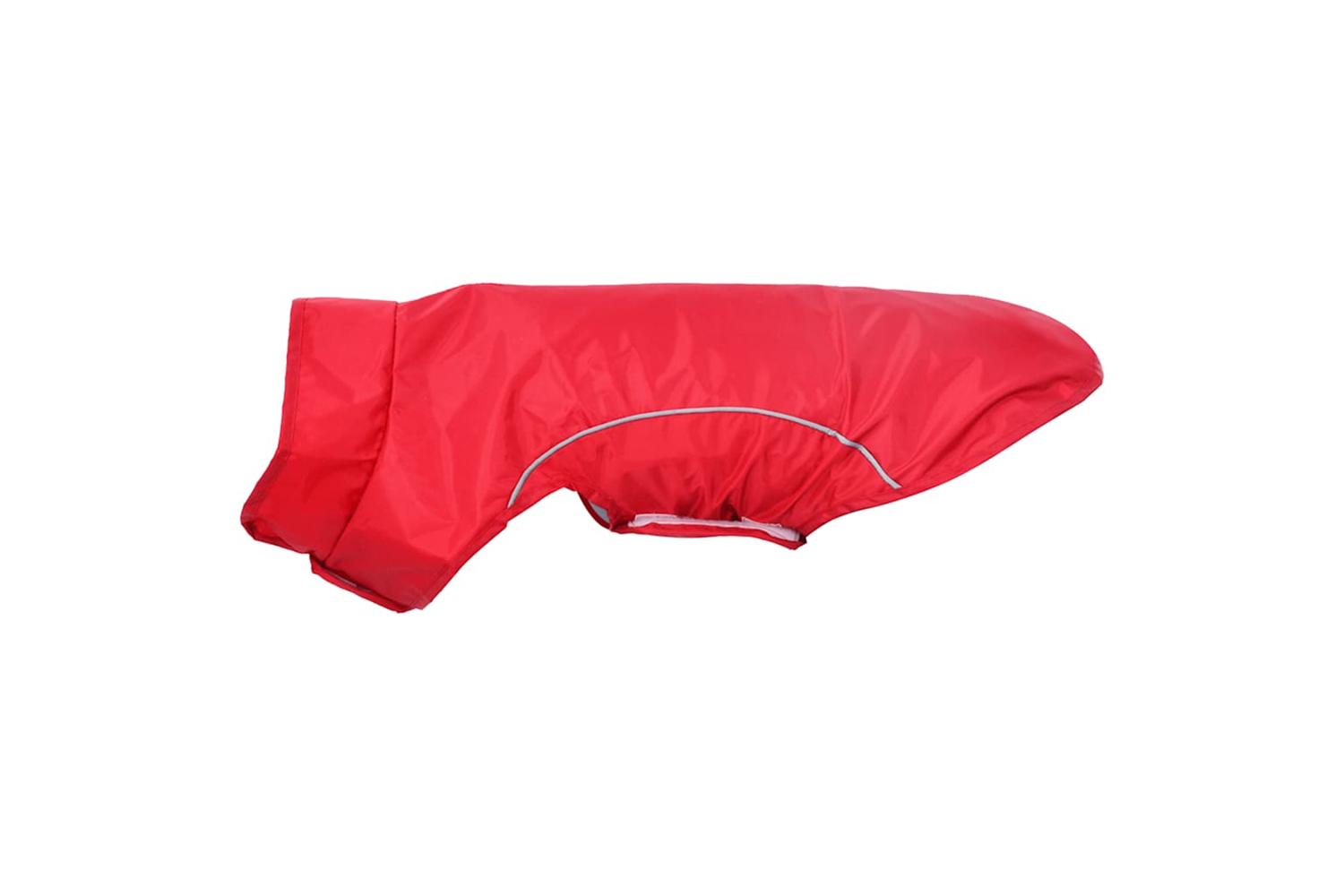 Dog Raincoat With Reflective Strips Polyester Red M-6