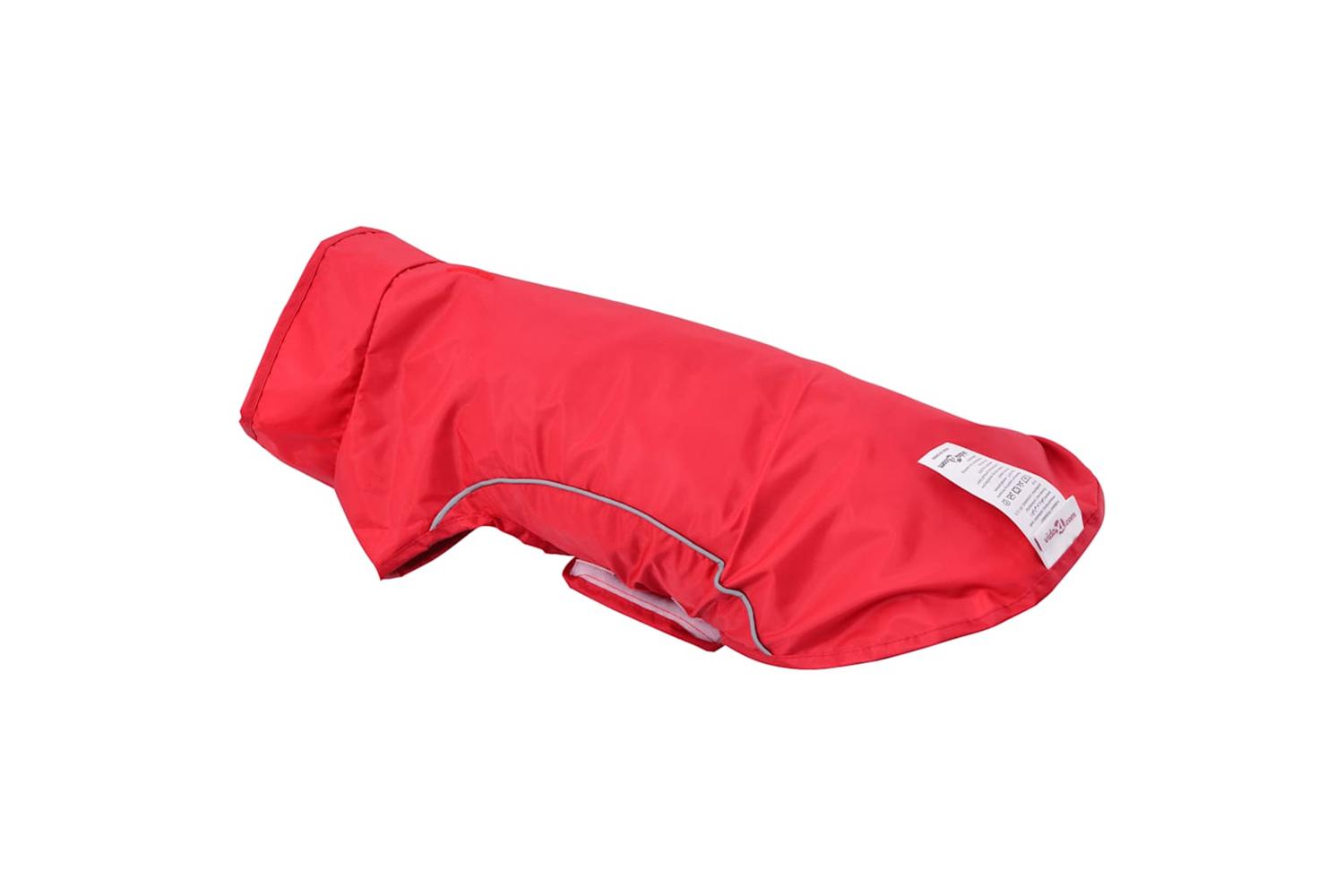 Dog Raincoat With Reflective Strips Polyester Red M-8