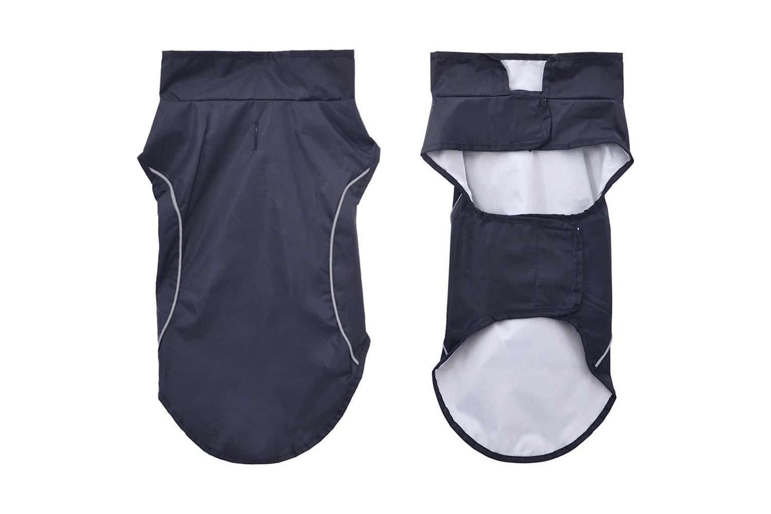 Dog Raincoat With Reflective Strips Polyester Navy Blue Xs-3