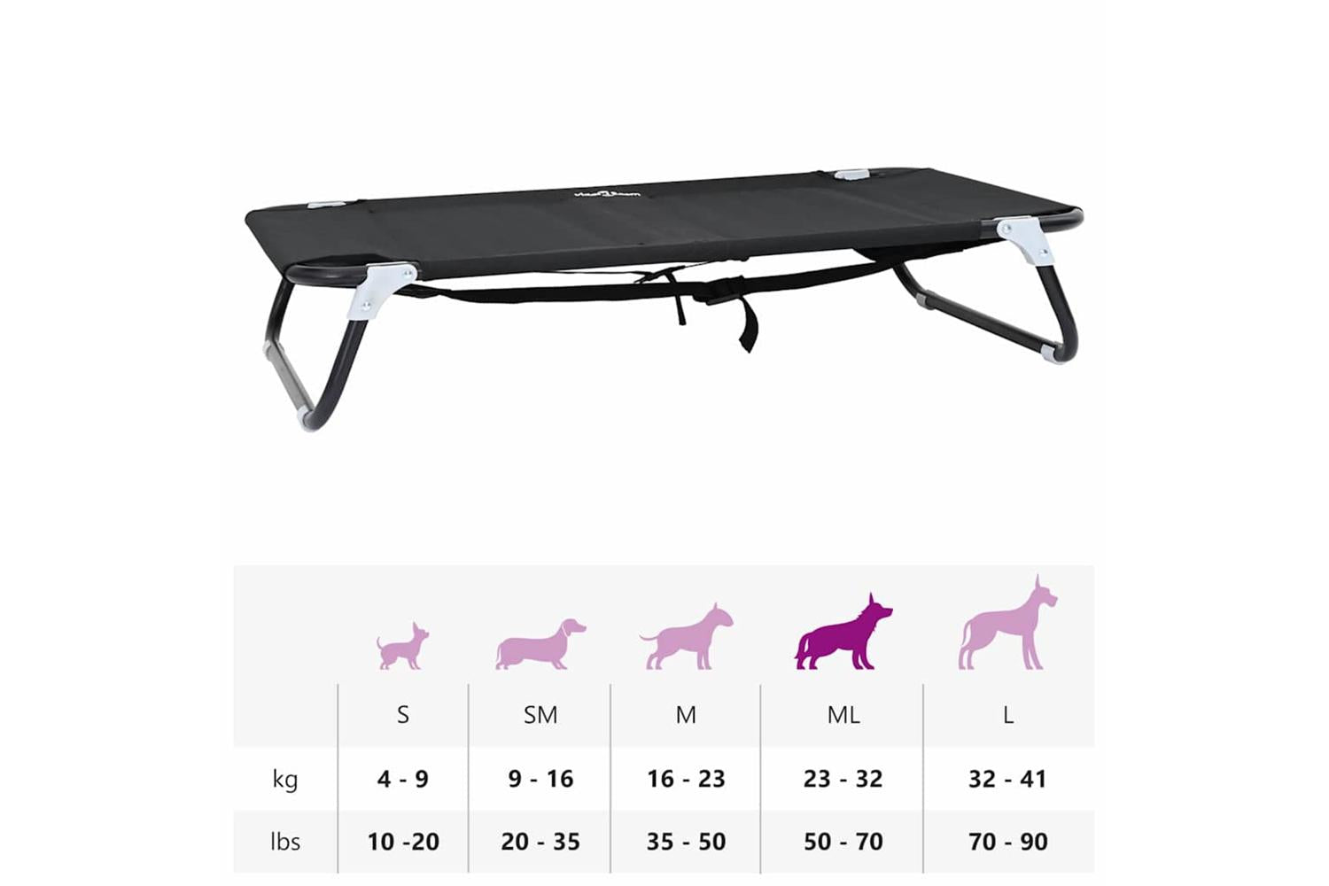 Dog Bed Black Ml Oxford Fabric And Steel-10
