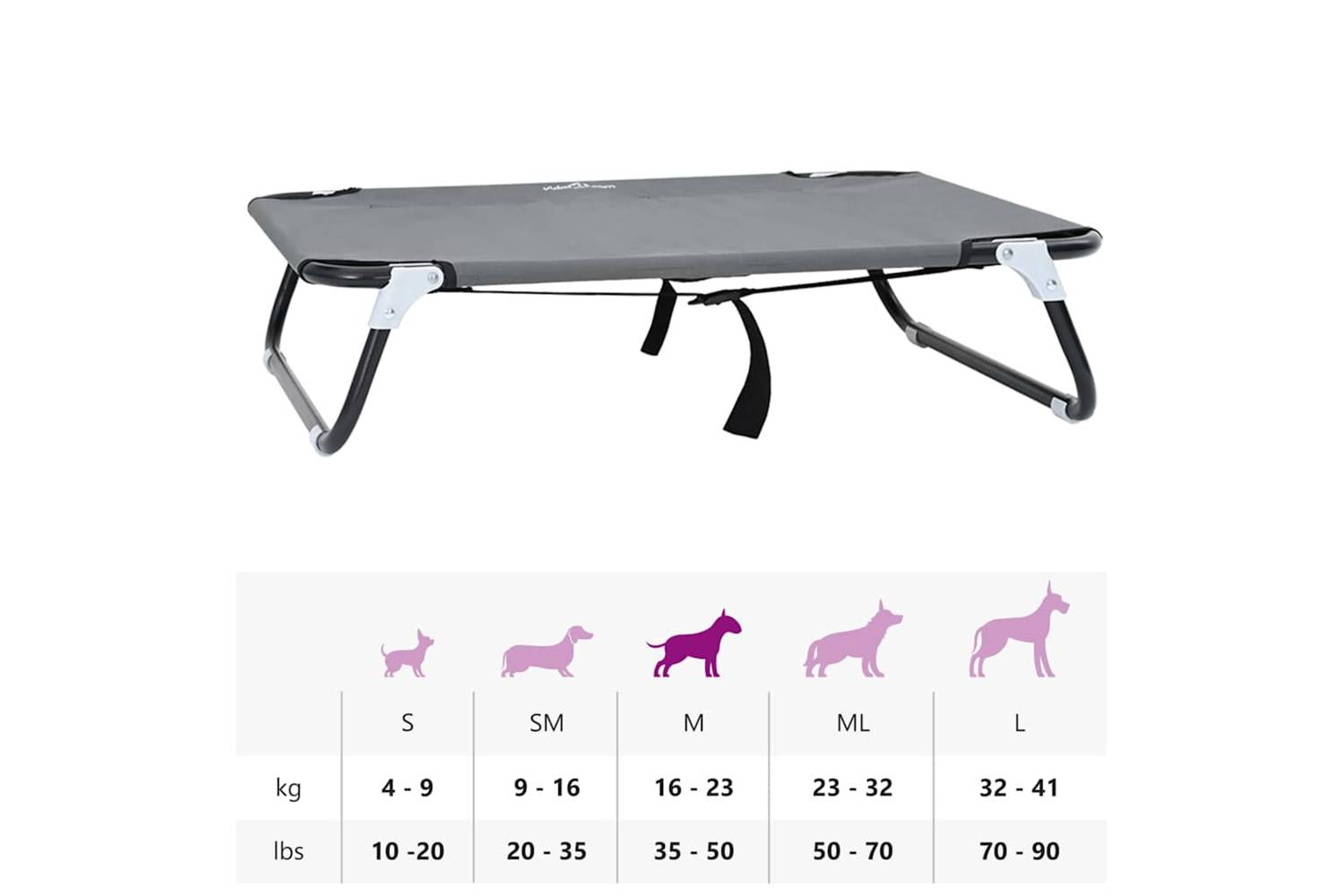 Dog Bed Light Grey M Oxford Fabric And Steel-10