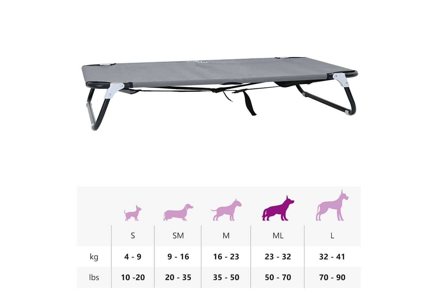 Dog Bed Light Grey 90 X 55 X 18 Cm Oxford Fabric And Steel-10