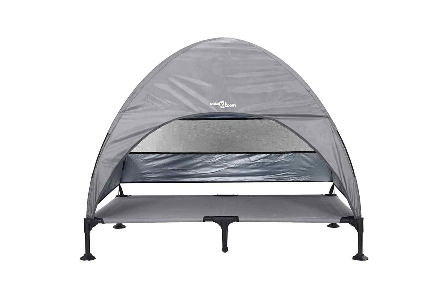 Raised Dog Bed Light Grey 127 X 81 X 108 Cm Fabric And Steel-4
