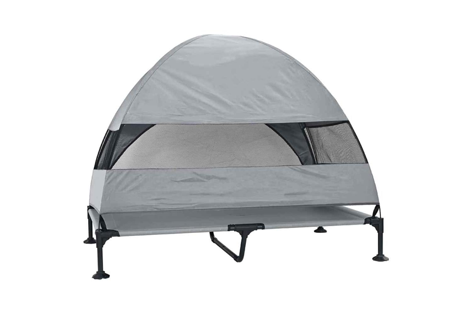 Raised Dog Bed Light Grey 127 X 81 X 108 Cm Fabric And Steel-6