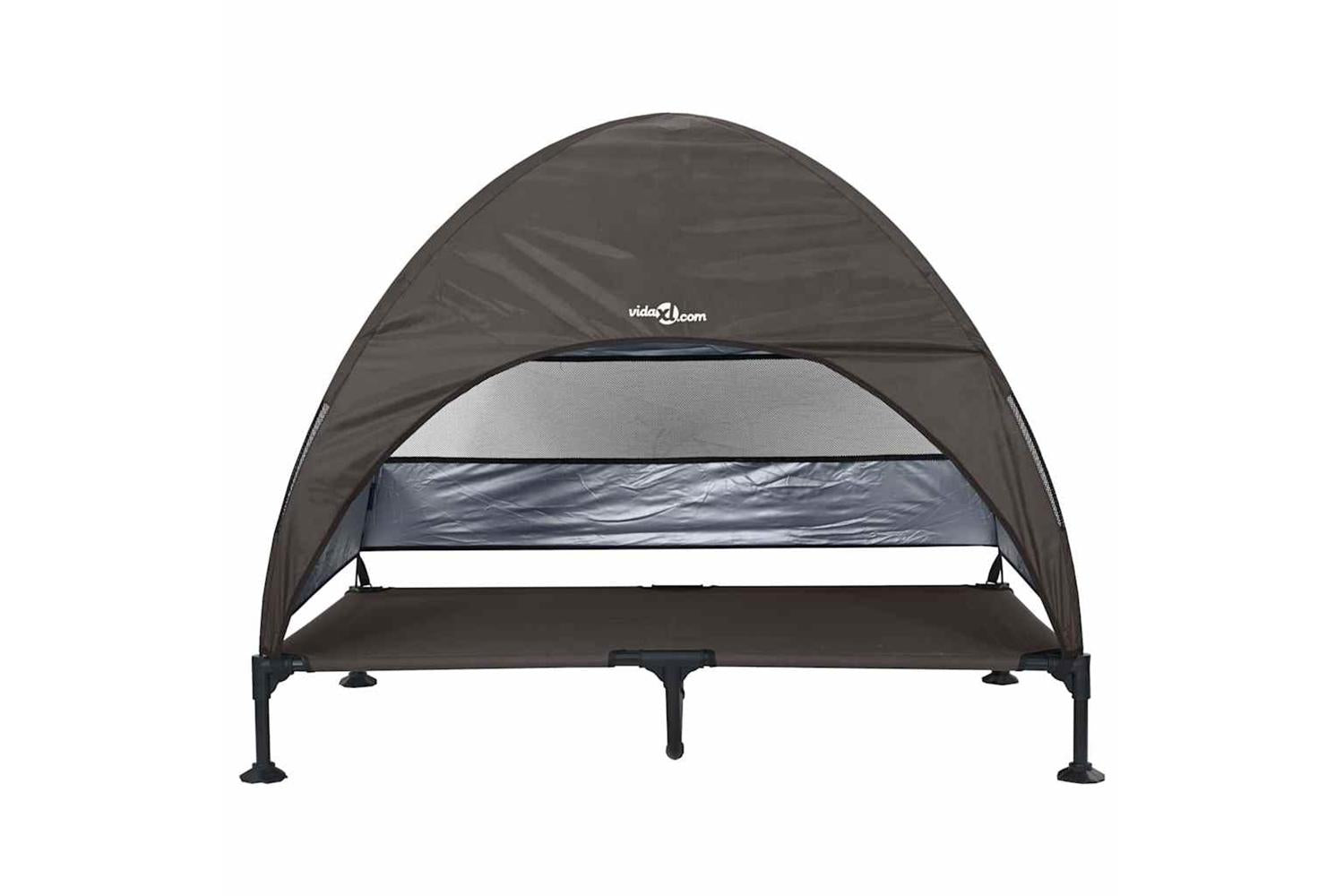 Raised Dog Bed Folding Brown 127 X 81 X 108 Cm Fabric And Steel-4