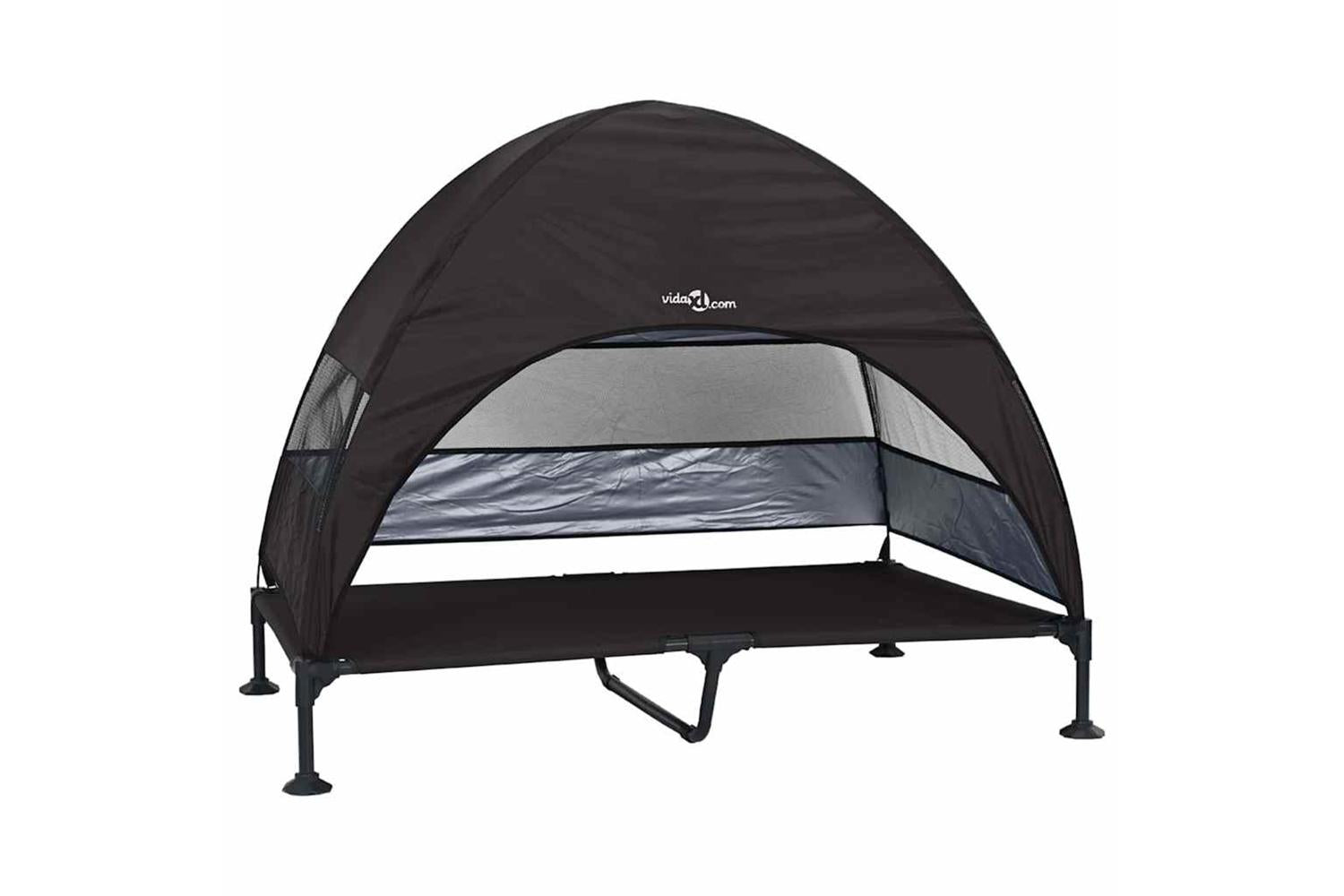 Raised Dog Bed Folding Black 127 X 81 X 108 Cm Fabric And Steel-2