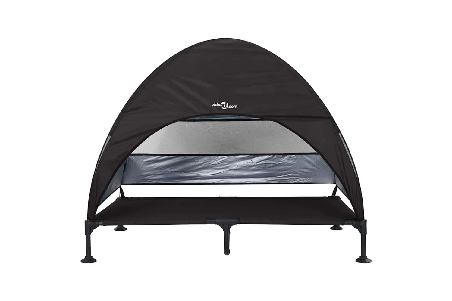 Raised Dog Bed Folding Black 127 X 81 X 108 Cm Fabric And Steel-4