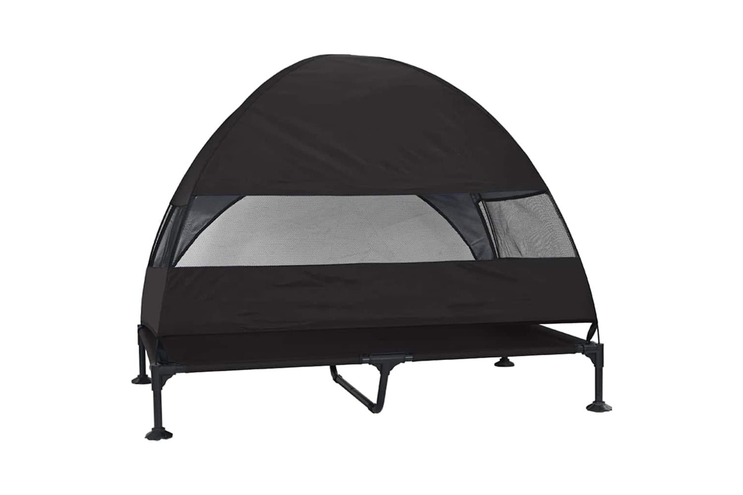 Raised Dog Bed Folding Black 127 X 81 X 108 Cm Fabric And Steel-6