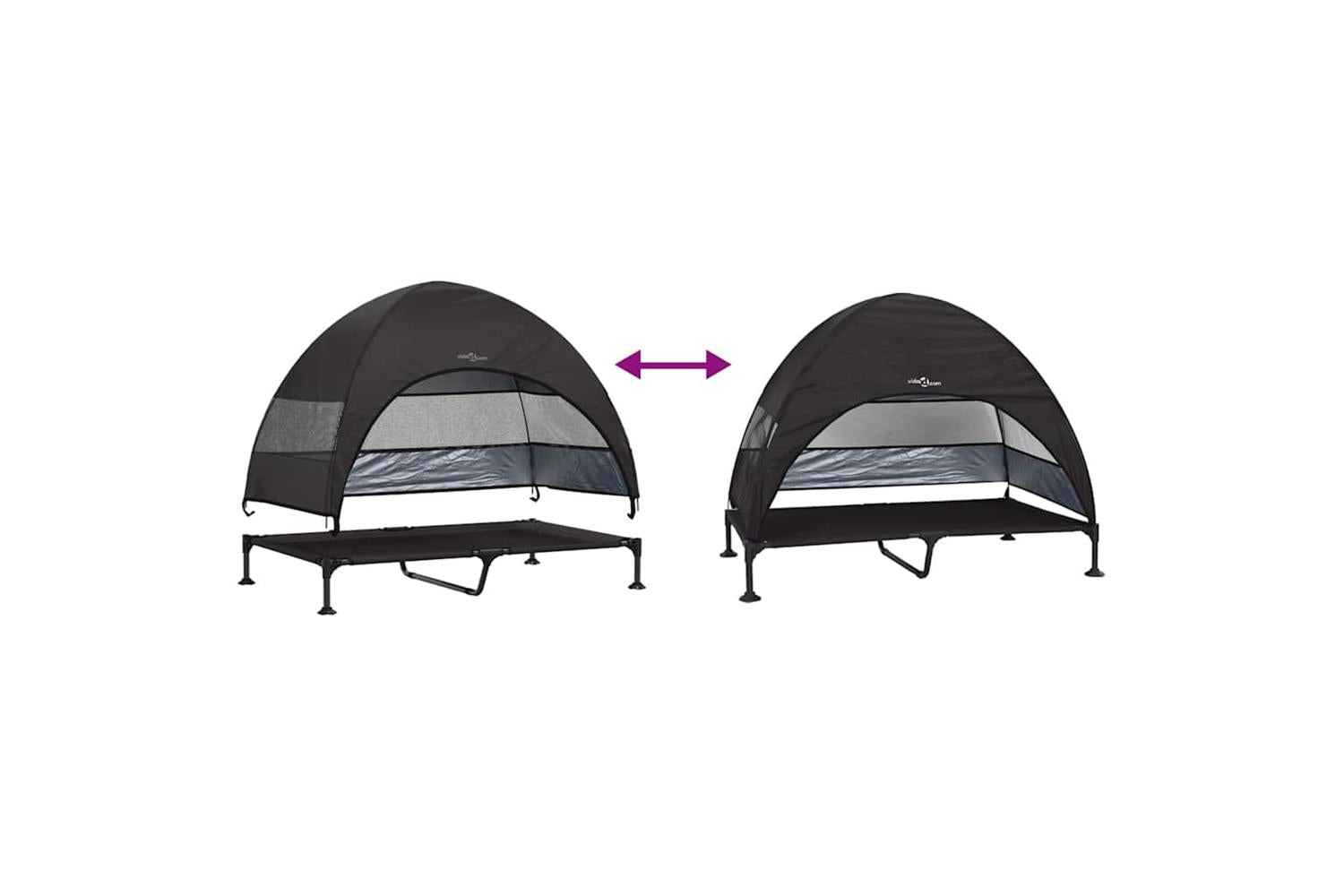 Raised Dog Bed Folding Black 127 X 81 X 108 Cm Fabric And Steel-10