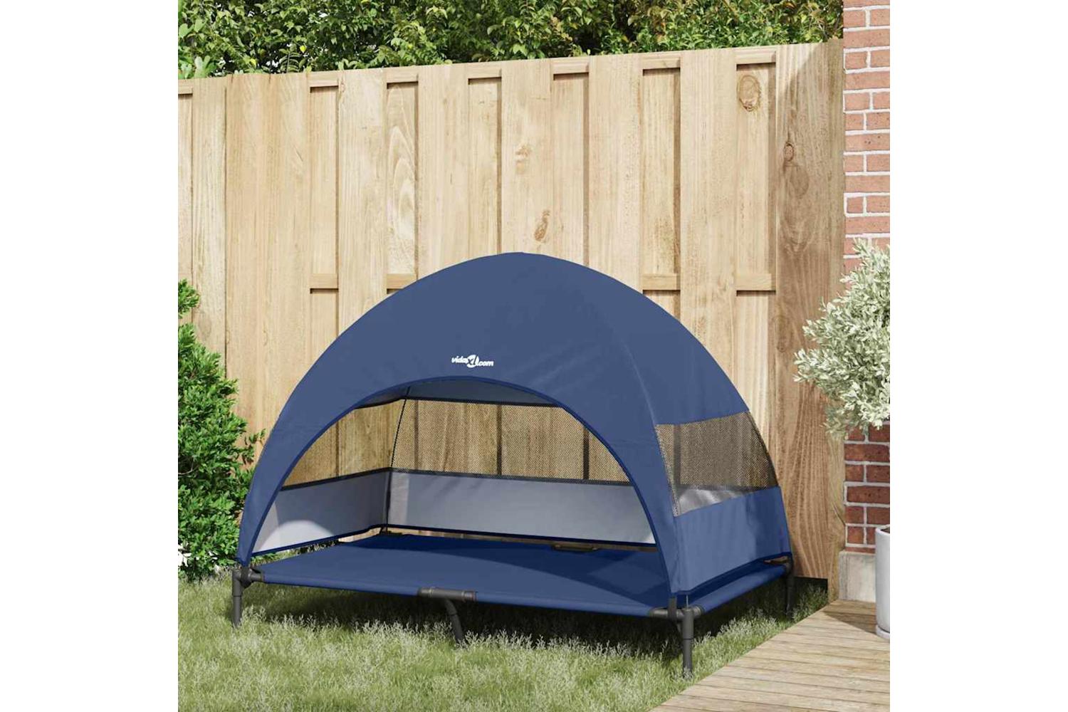 Raised Dog Bed Navy Blue 127 X 81 X 108 Cm Fabric And Steel-3